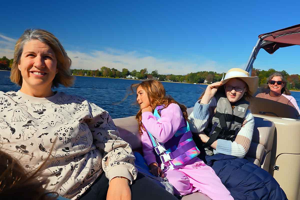 Family on the lake at South Shore R&amp;R western Michigan cabin rental