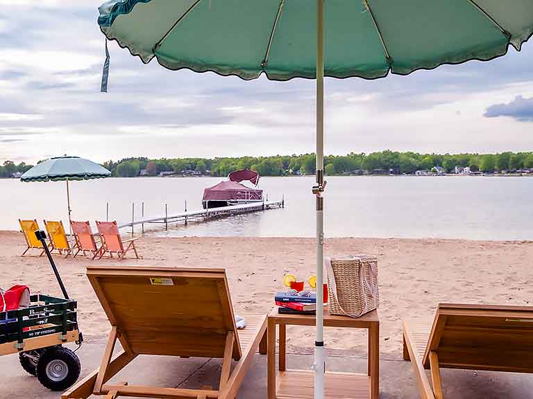 Private beach at South Shore R&amp;R western Michigan family vacation