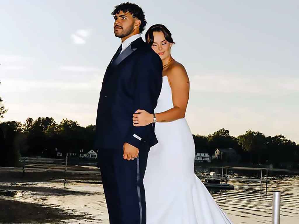 Intimate lakeside wedding ceremony at South Shore R&R western Michigan